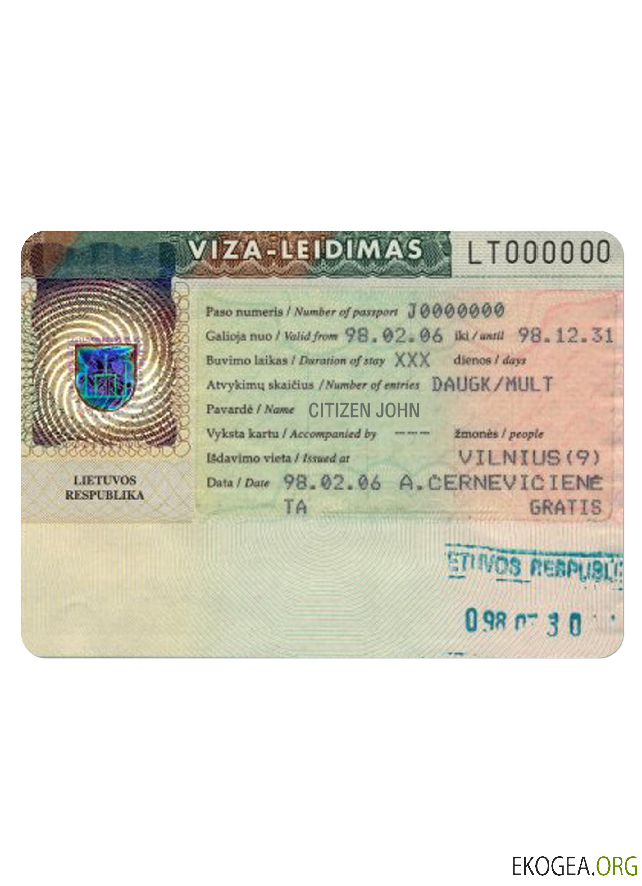 Visa de voyage pour la LITUANIE